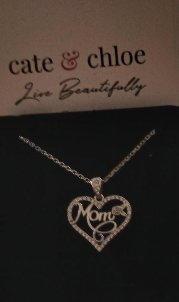 Customer photo review of Rhonda 18k White Gold Plated Mom Heart Necklace with Swarovski Crystals