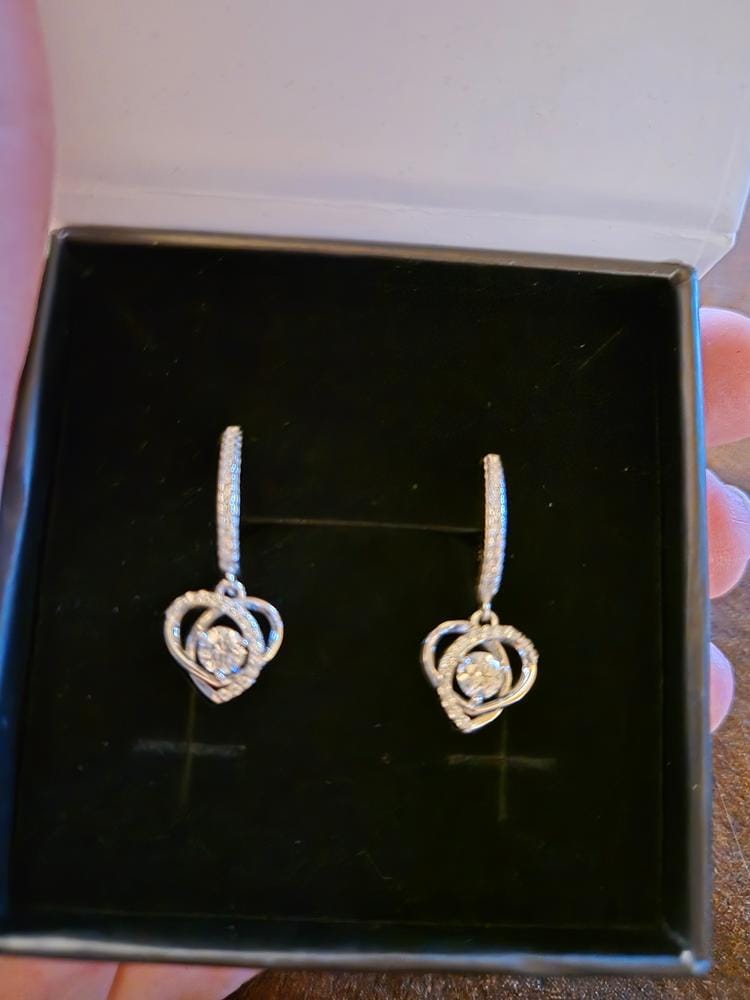 Customer photo review of Moissanite by Cate & Chloe Naomi 18k Gold Plated 925 Sterling Silver Dangle Earrings 0.9tcw