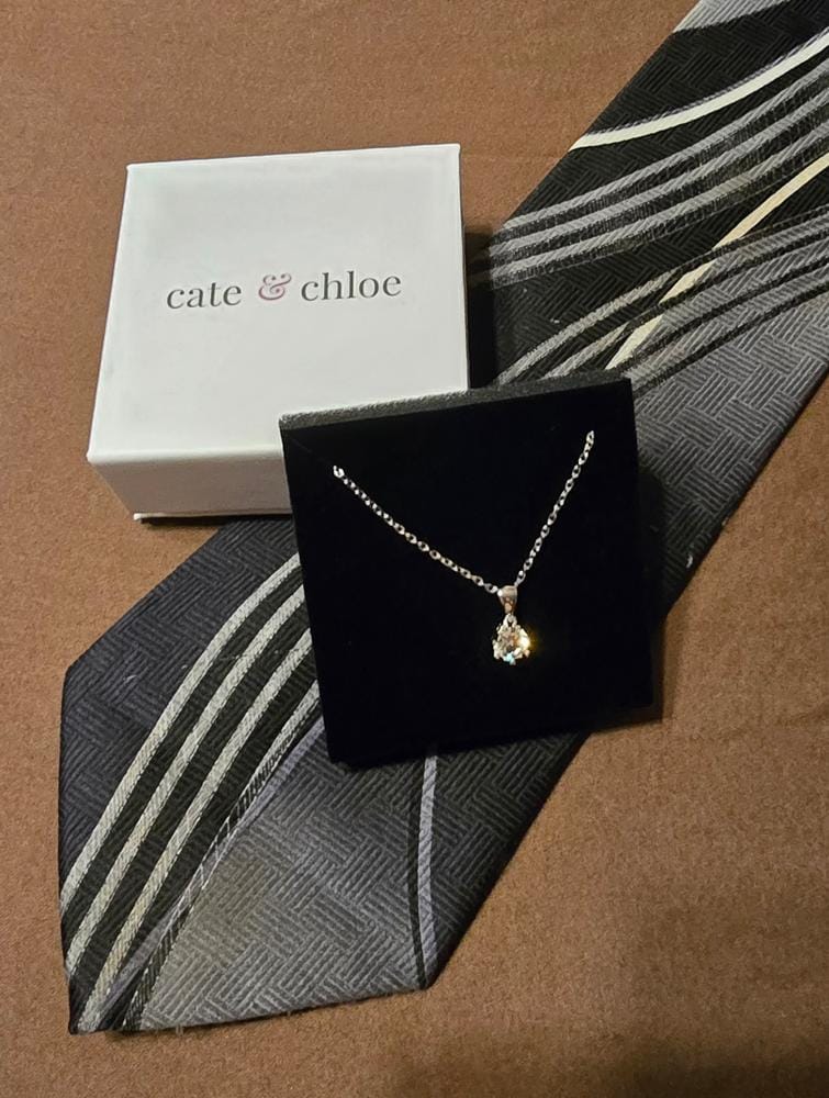 Customer photo review of Maggie 18k White Gold Plated Pendant Necklace with Round Cut Solitaire Swarovski Crystal
