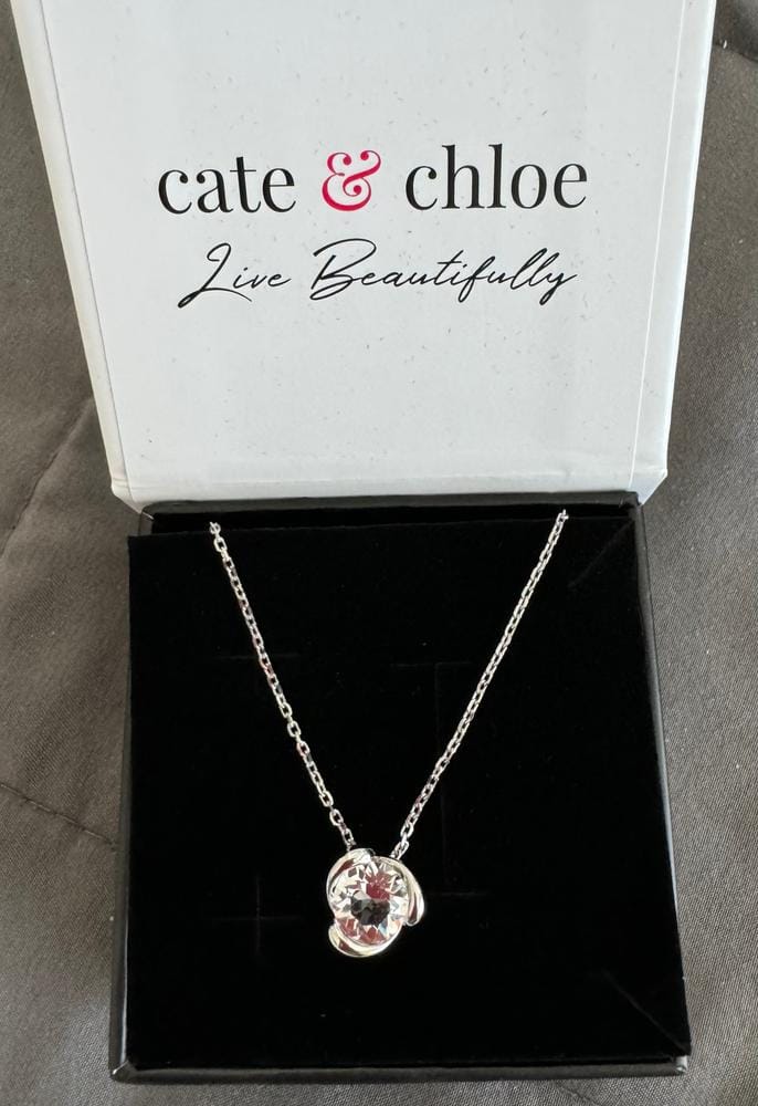 Customer photo review of Harmony 18k White Gold Plated Necklace with Round Cut Solitaire Swarovski Crystal