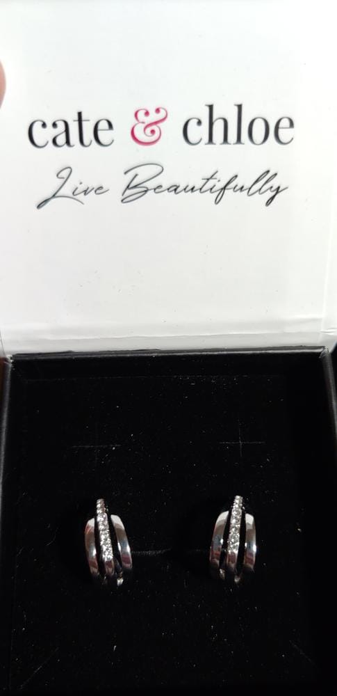 Customer photo review of Bella 18k White Gold Plated 17mm Hoop Earrings with Swarovski Crystals