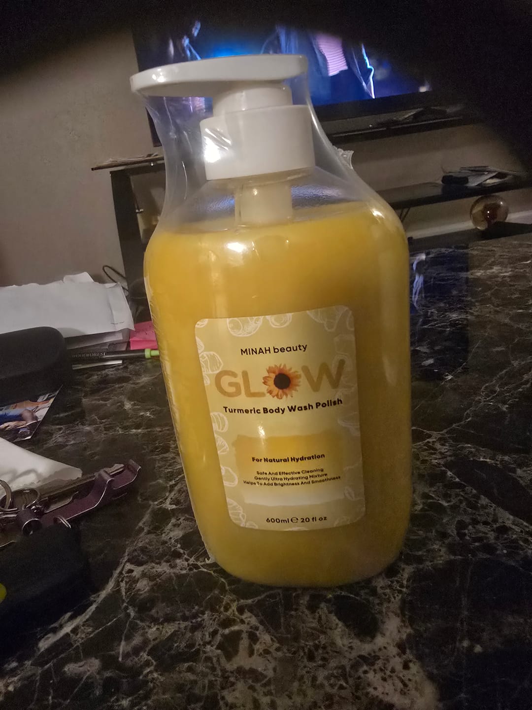 Customer photo review of Turmeric Glow wash for black spots,acne & glow