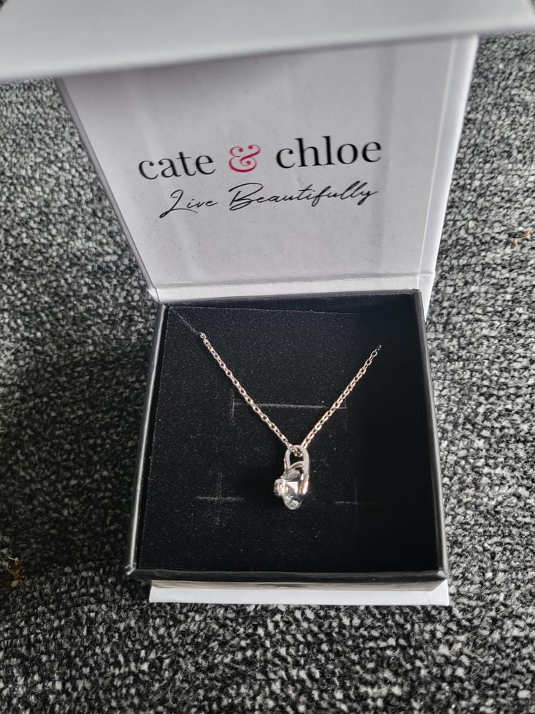 Customer photo review of Tina 18k White Gold Plated Necklace with Solitaire Swarovski Crystal