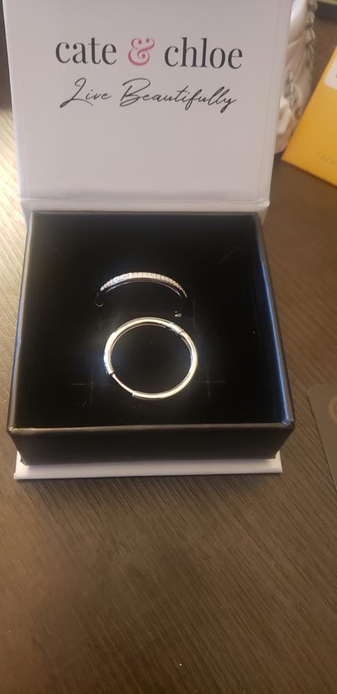 Customer photo review of Moissanite by Cate & Chloe Delaney 18k White Gold Plated 25mm 925 Sterling Silver Stud Earrings 0.23tcw