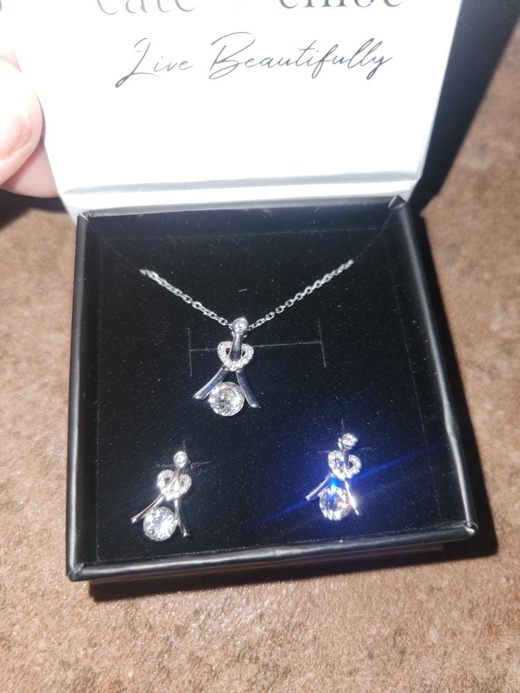 Customer photo review of Serenity Birthstone 18k White Gold Plated Necklace with Round Cut Swarovski Crystals