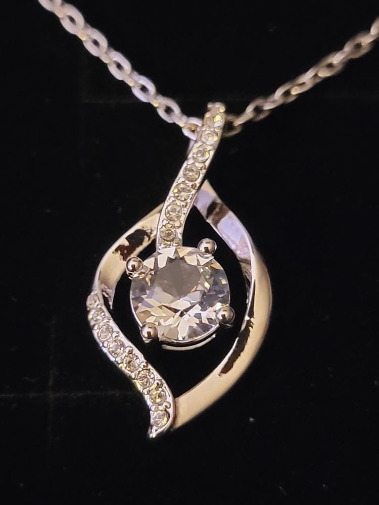 Customer photo review of Sabrina 18k White Gold Plated Pendant Necklace with Swarovski Crystals