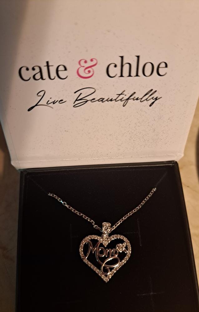 Customer photo review of Rhonda 18k White Gold Plated Mom Heart Necklace with Swarovski Crystals