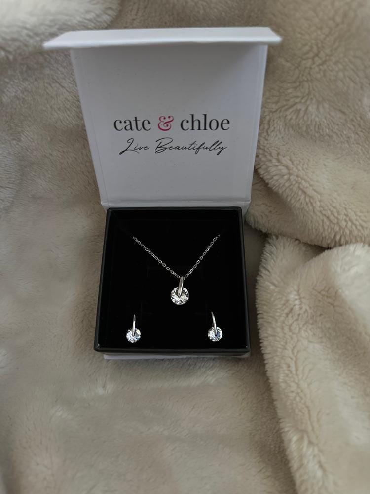 Customer photo review of McKayla 18k White Gold Plated Drop Earrings with Swarovski Crystals