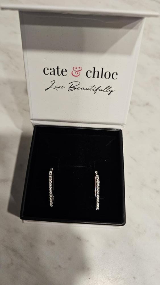 Customer photo review of Nadia 18k White Gold Plated 24mm Hoop Earrings with Swarovski Crystals