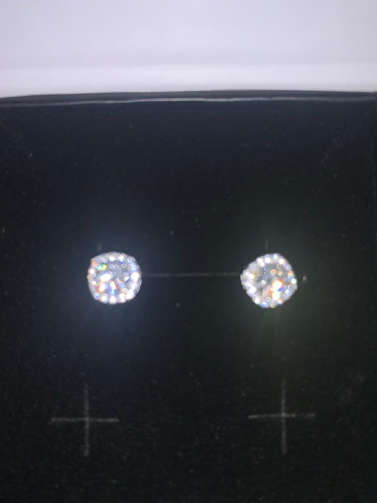 Customer photo review of Moissanite by Cate & Chloe Hannah 18k Gold Plated 925 Sterling Silver Stud Earrings 1.16tcw