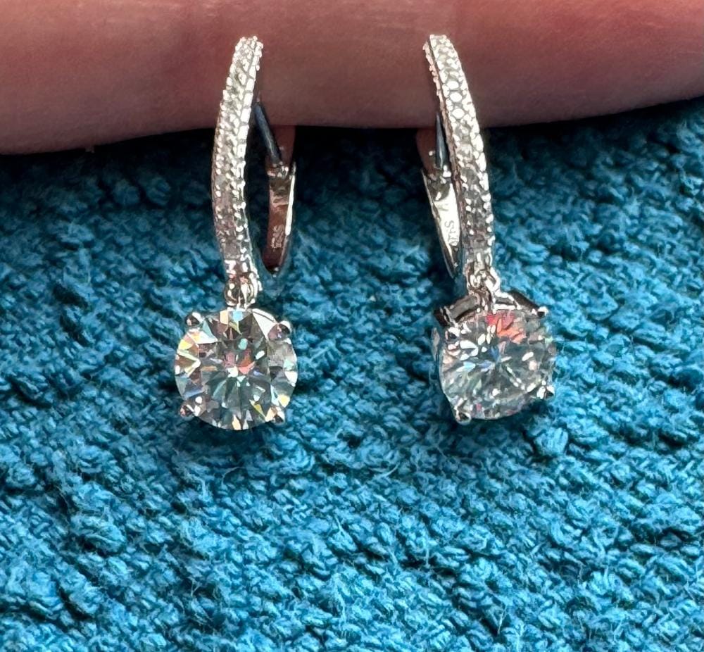 Customer photo review of McKenzie 18k White Gold Plated Drop Dangle Earrings with Swarovski Crystals
