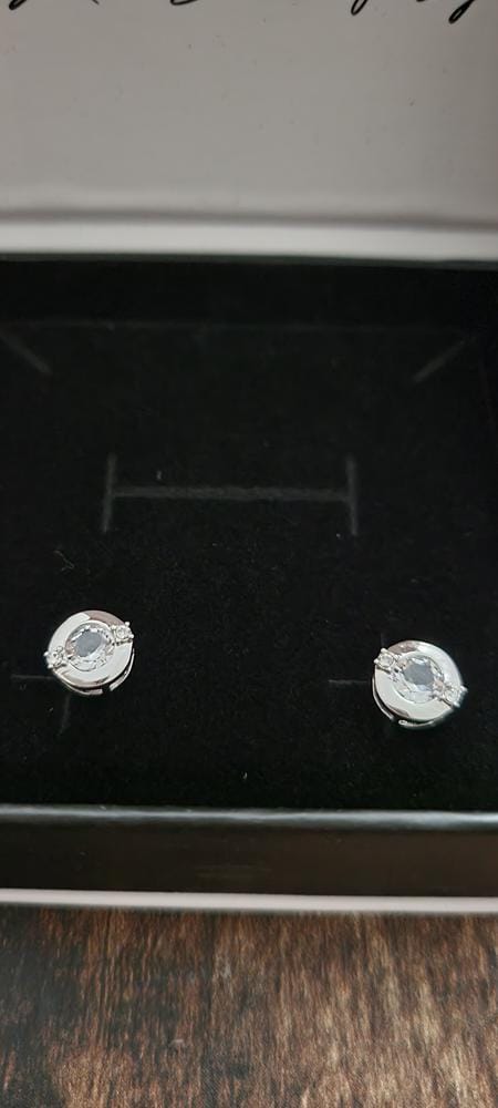 Customer photo review of Zara 18k White Gold Plated Stud Earrings with Round Cut Swarovski Crystals