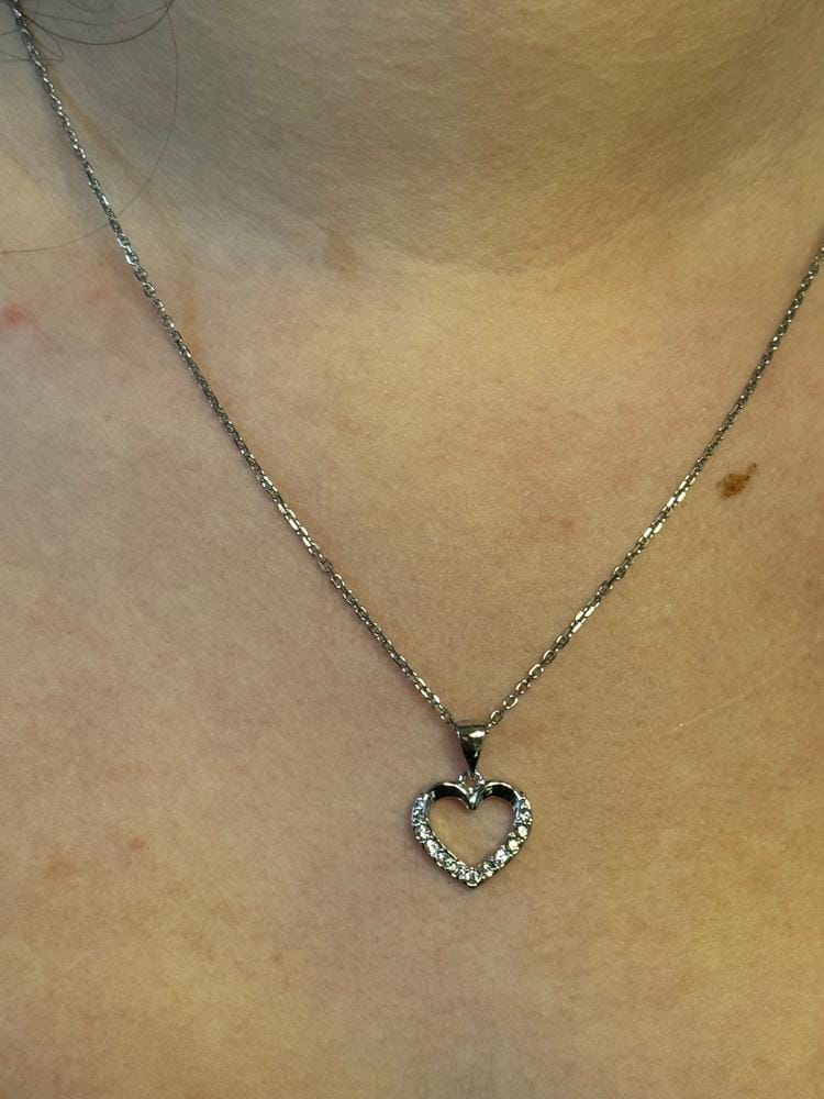 Customer photo review of Chelsea 18k White Gold Plated Silver Heart Necklace with Swarovski Crystals