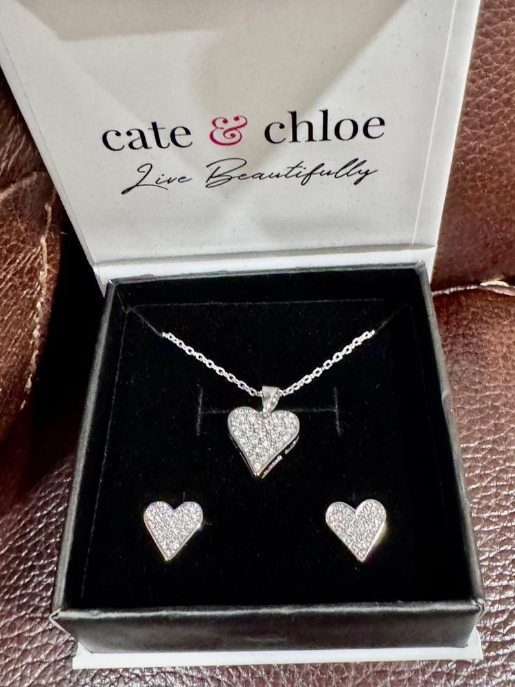 Customer photo review of Cecilia 18k White Gold Plated Heart Pendant Necklace with Swarovski Crystals