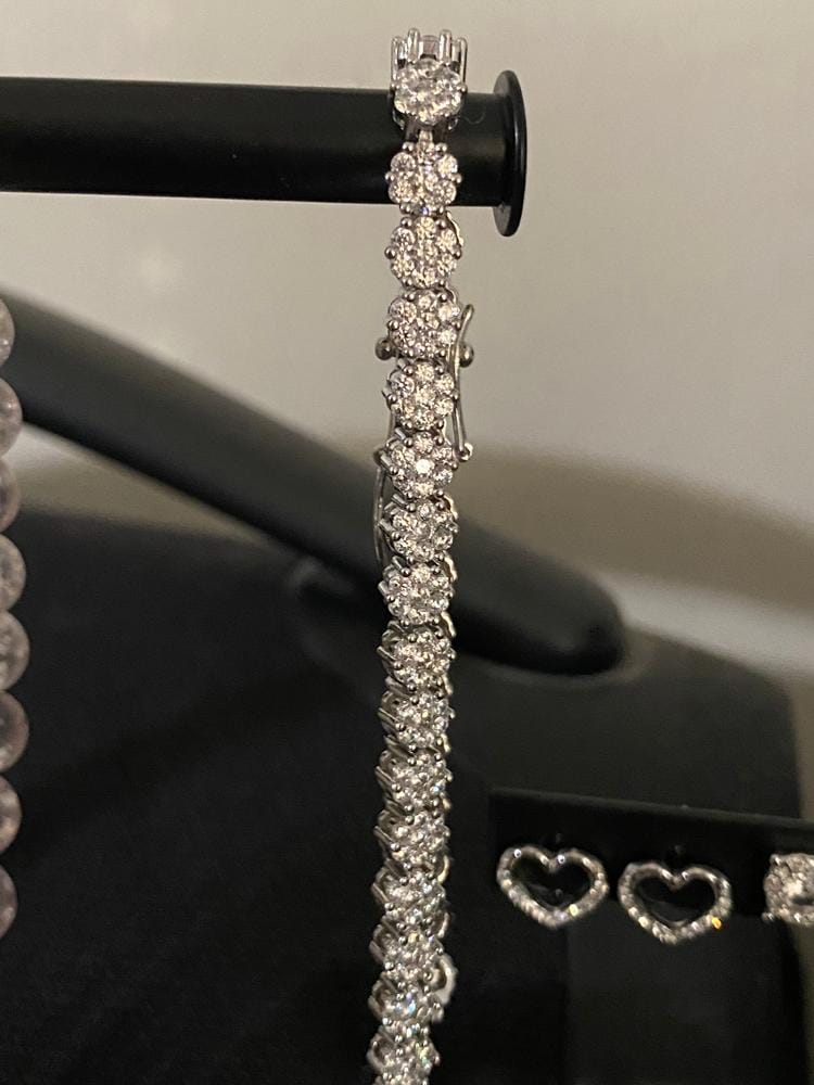 Customer photo review of Ally 18k White Gold Plated Tennis Bracelet with Simulated Diamond Crystals