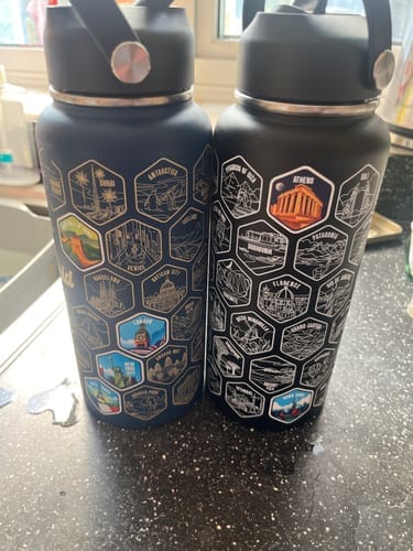 Customer photo review of Lets Wander™ World Explorer Water Bottle + Sticker Set
