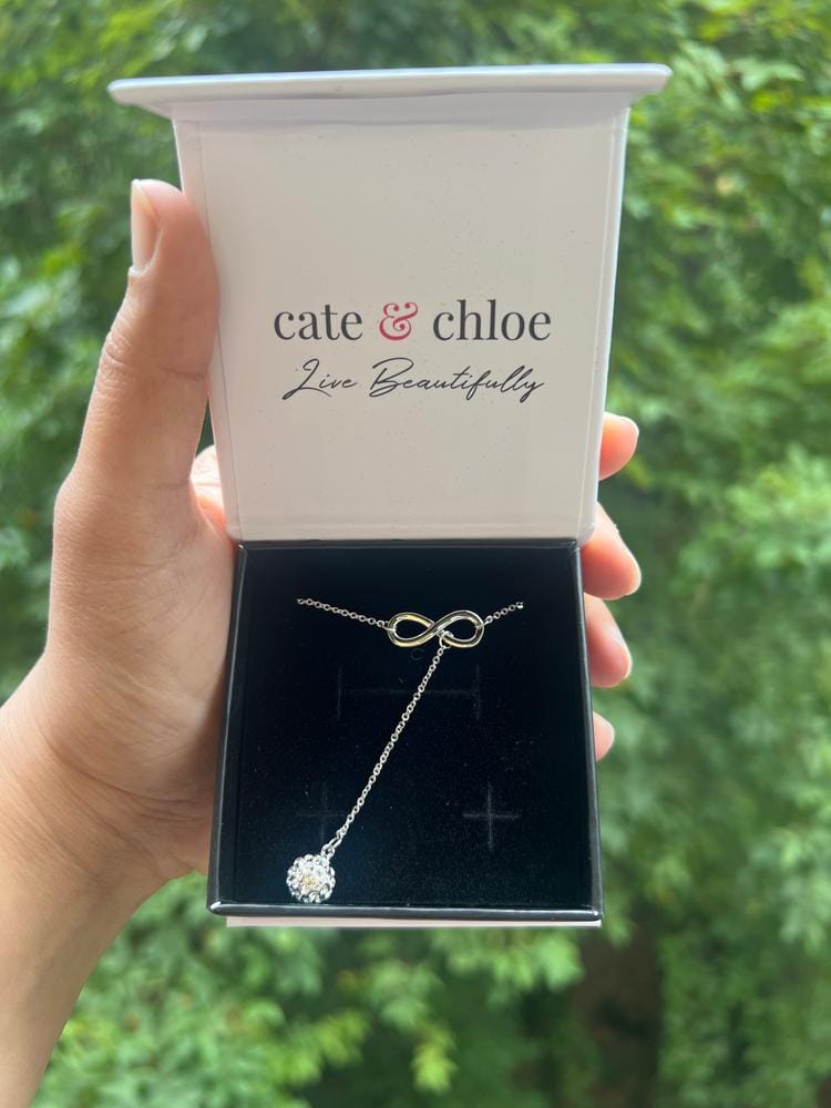Customer photo review of Sonya 18k White Gold Plated Silver Y-Necklace with Swarovski Crystals - Fab Fav
