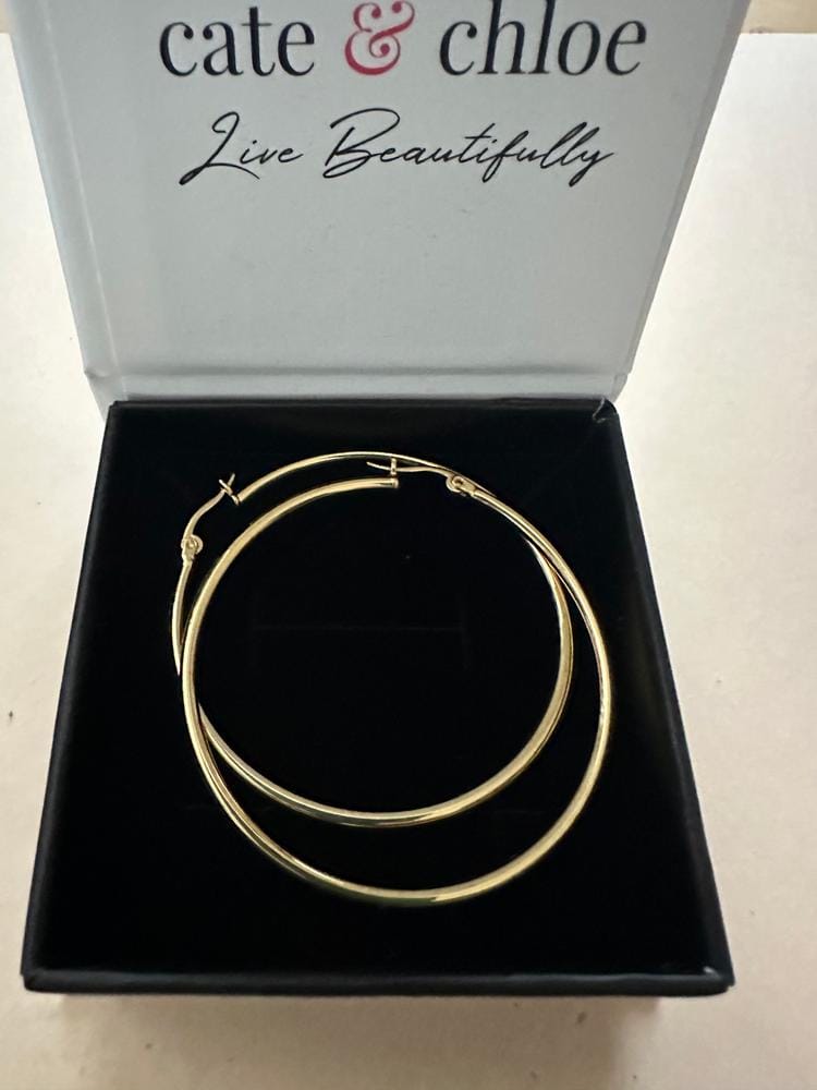 Customer photo review of Monica 18k White Gold Plated 10mm/40mm/50mm Hoop Earrings