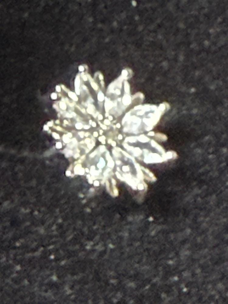Customer photo review of Lily 18k White Gold Plated Flower Stud Earrings with Simulated Diamond Crystals