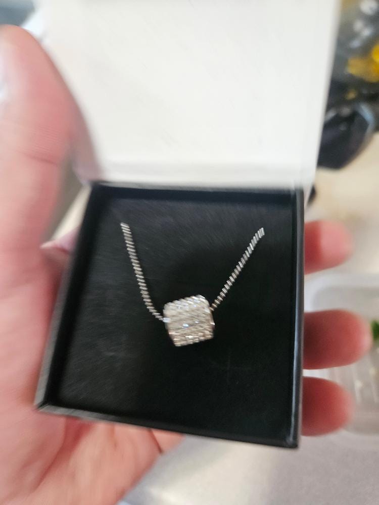 Customer photo review of Anabelle 18k White Gold Plated Pendant Necklace with Swarovski Crystals