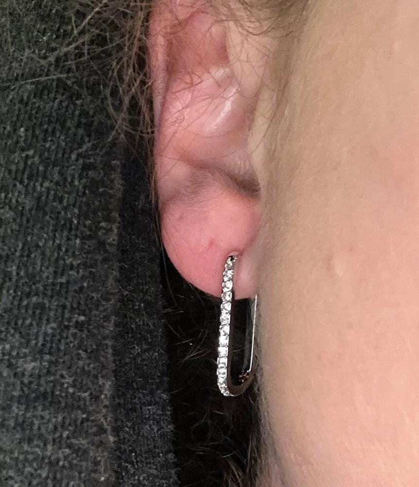 Customer photo review of Nadia 18k White Gold Plated 24mm Hoop Earrings with Swarovski Crystals