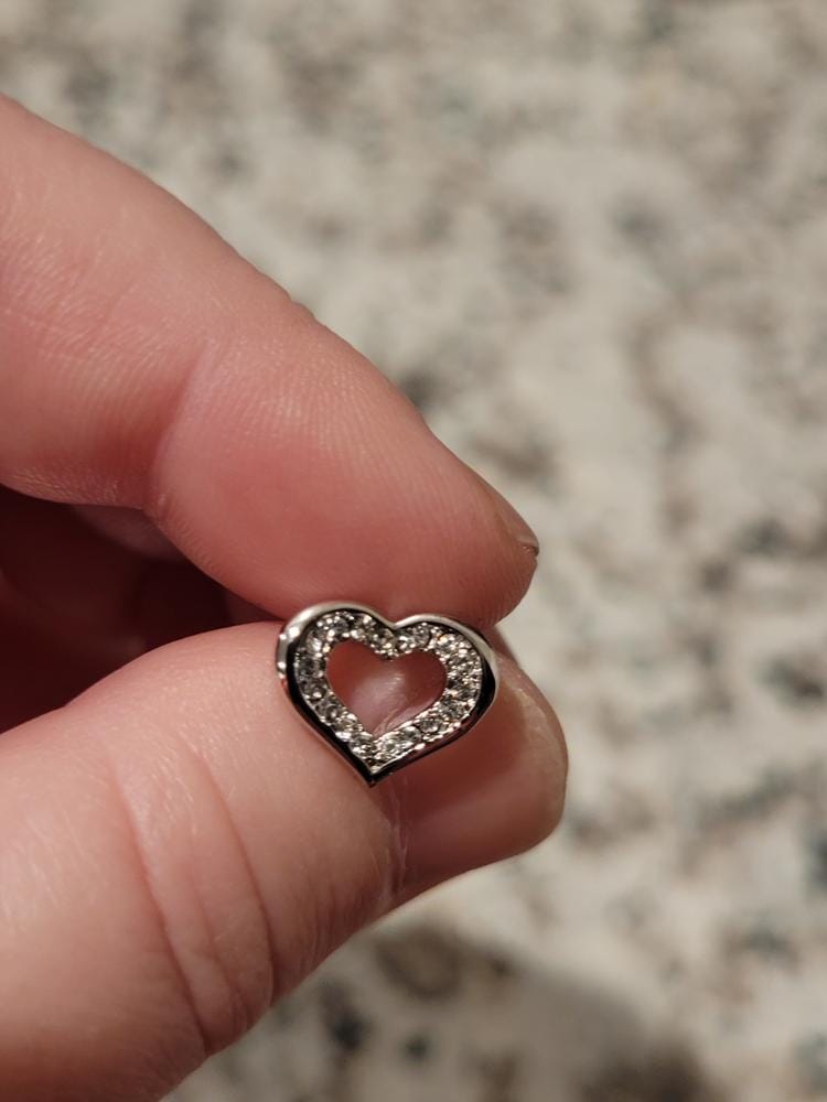 Customer photo review of Dominique 18k White Gold Plated Silver Heart Stud Earrings with Swarovski Crystals