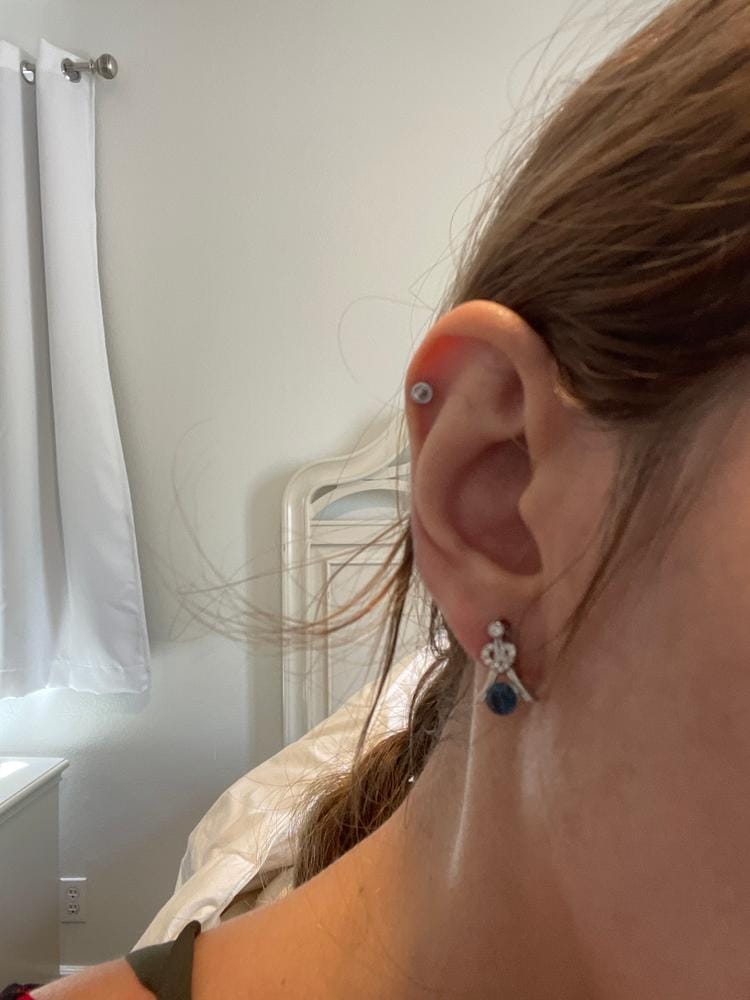 Customer photo review of Serenity Birthstone 18k White Gold Plated Drop Earrings with Round Cut Swarovski Crystals