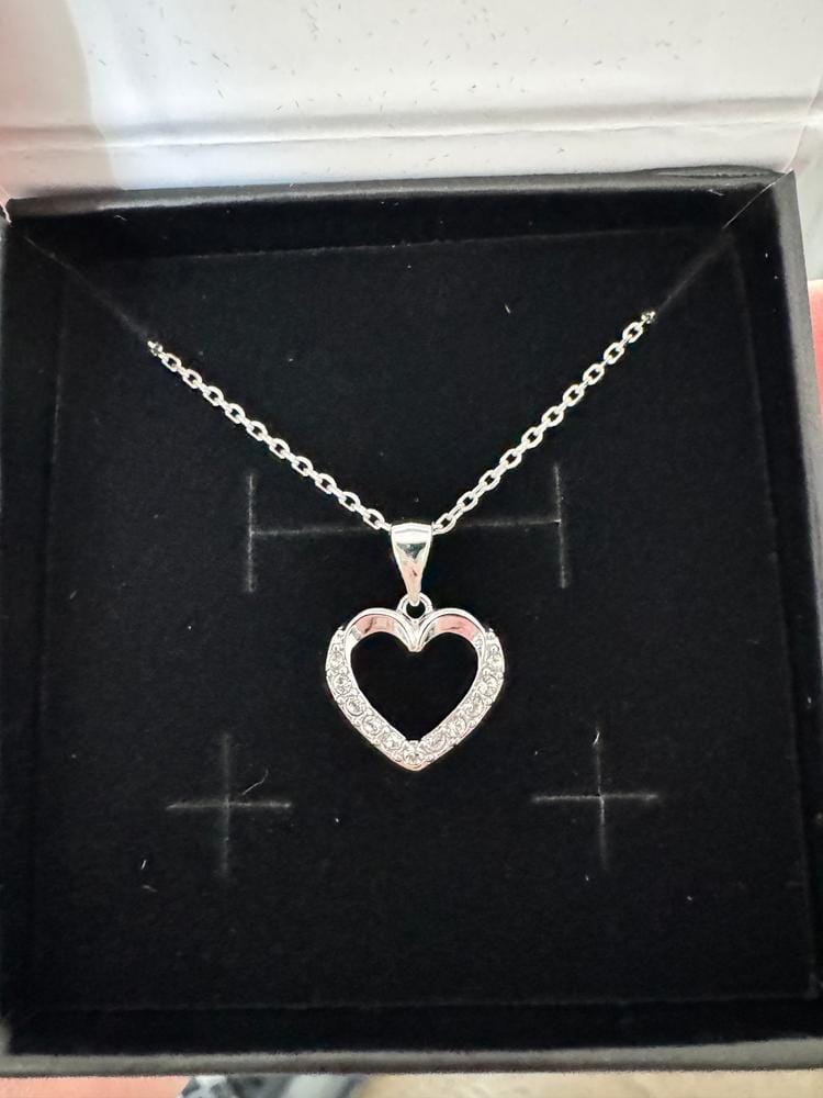 Customer photo review of Chelsea 18k White Gold Plated Silver Heart Necklace with Swarovski Crystals
