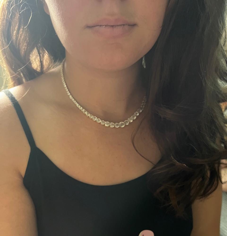 Customer photo review of Whitney 18k White Gold Plated Necklace with Simulated Diamond Crystals