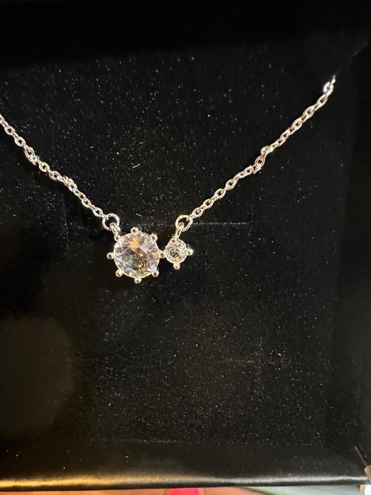 Customer photo review of Emma 18k White Gold Plated 2-Stone Pendant Necklace with  Swarovski Crystals