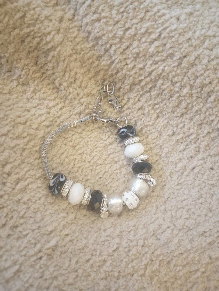Customer photo review of Aurora 18k White Gold Plated Beaded Bracelet with Swarovski Crystals