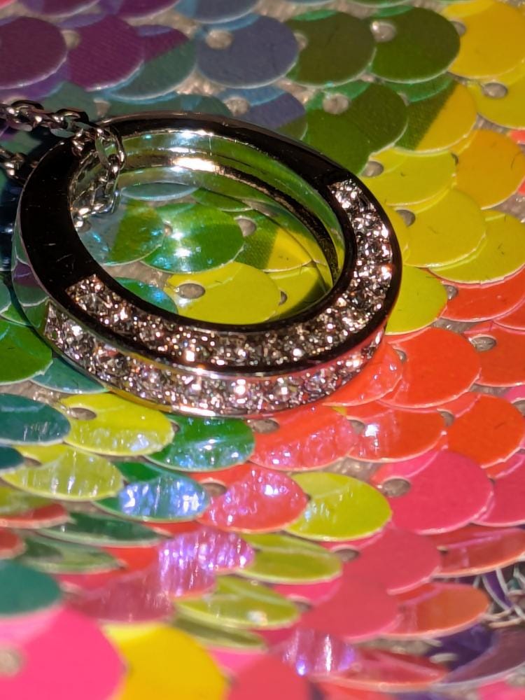 Customer photo review of Viviana 18k White Gold Plated Hoop Pendant Necklace with Swarovski Crystals