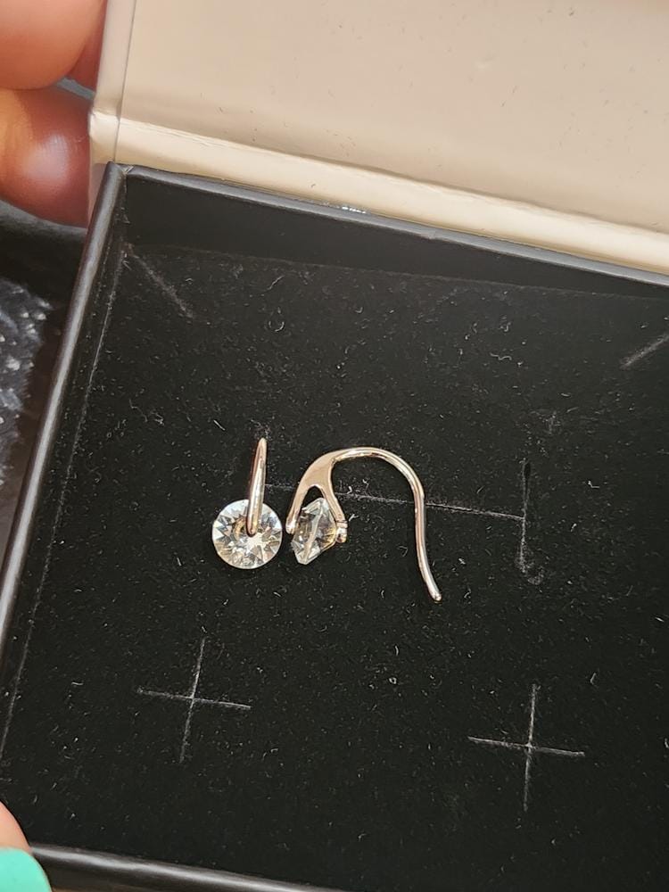 Customer photo review of McKayla 18k White Gold Plated Drop Earrings with Swarovski Crystals