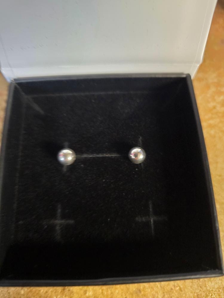 Customer photo review of Harper 18k White Gold Plated Ball Stud Earrings
