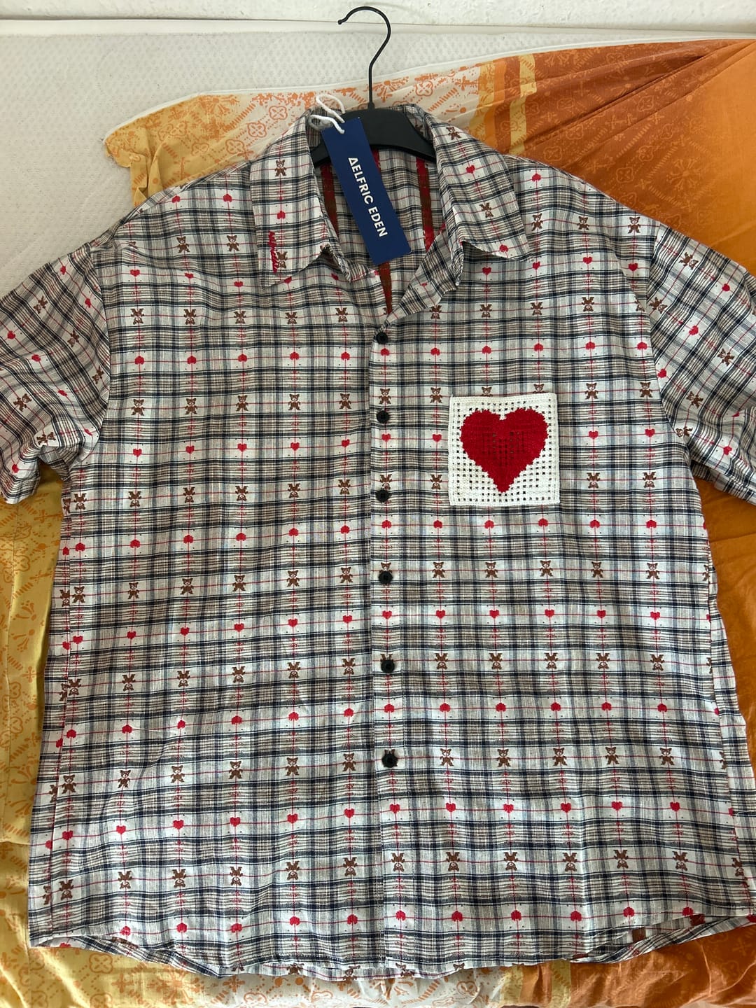 Customer photo review of Aelfric Eden Crochet Heart Pocket Plaid Shirt