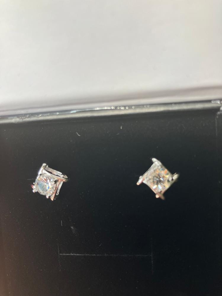 Customer photo review of Lorelei 18k White Gold Plated Stud Earrings with Round Swarovski Crystals - Fab Fav