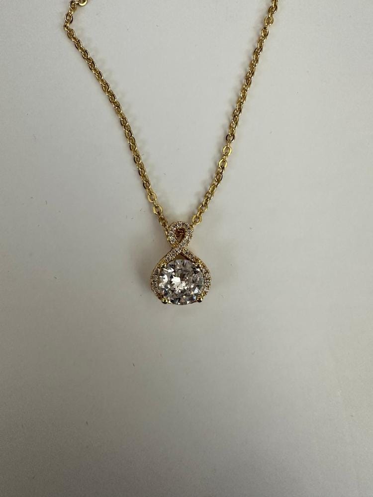 Customer photo review of Alessandra 18k White Gold Plated Infinity Halo Pendant Necklace with Simulated Diamond Crystals