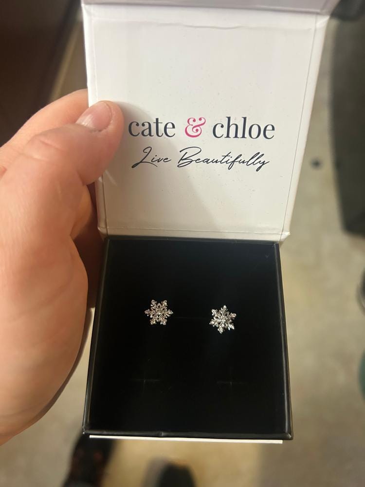 Customer photo review of Sunny 18k White Gold Plated Crystal Stud Earrings with Swarovski Crystals