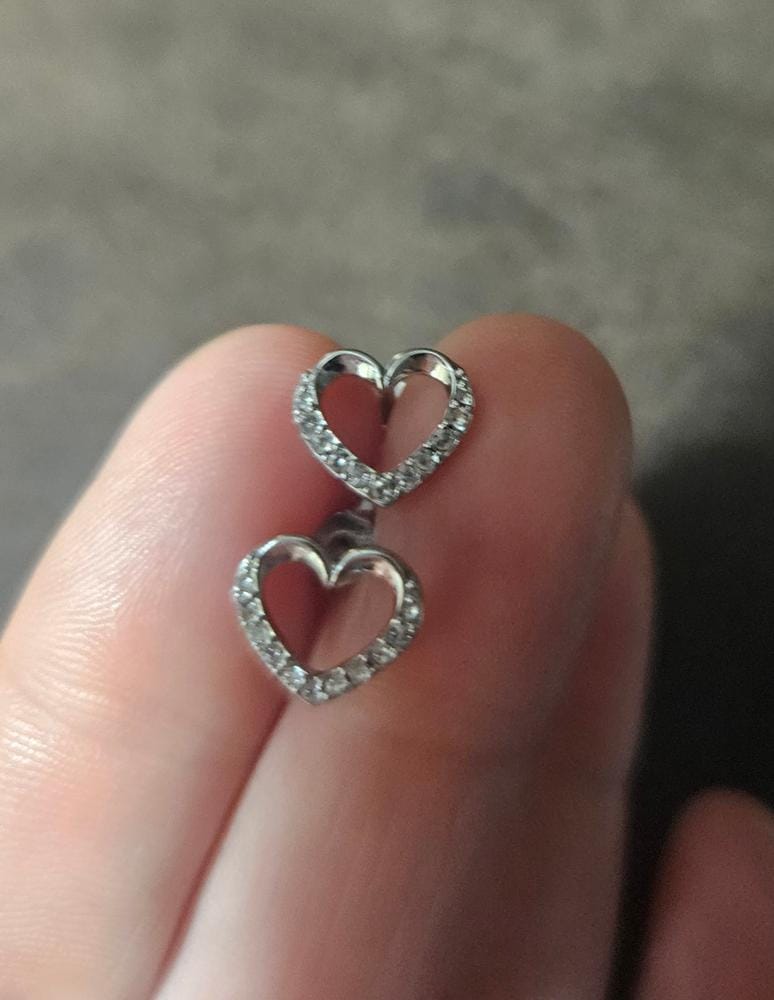 Customer photo review of Chelsea 18k White Gold Plated Silver Heart Stud Earrings with Swarovski Crystals
