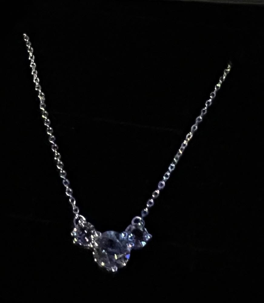 Customer photo review of Calliope 18k White Gold Plated 3-Stone Pendant Necklace with Swarovski Crystals