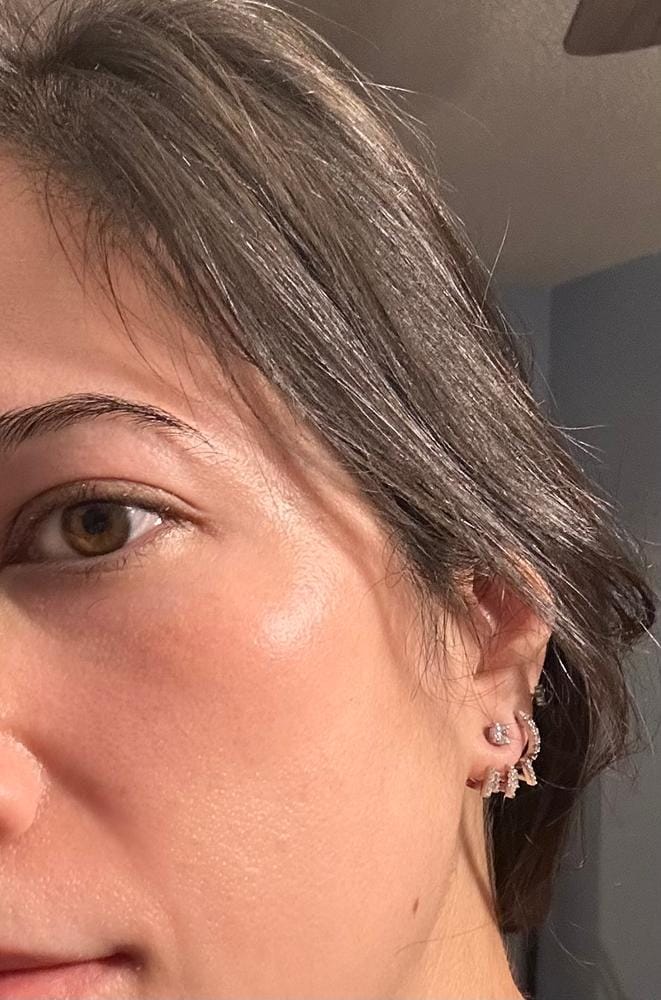 Customer photo review of Angelina 18k White Gold Plated Stud Earrings Drop Claw Design with Simulated Diamond Crystals
