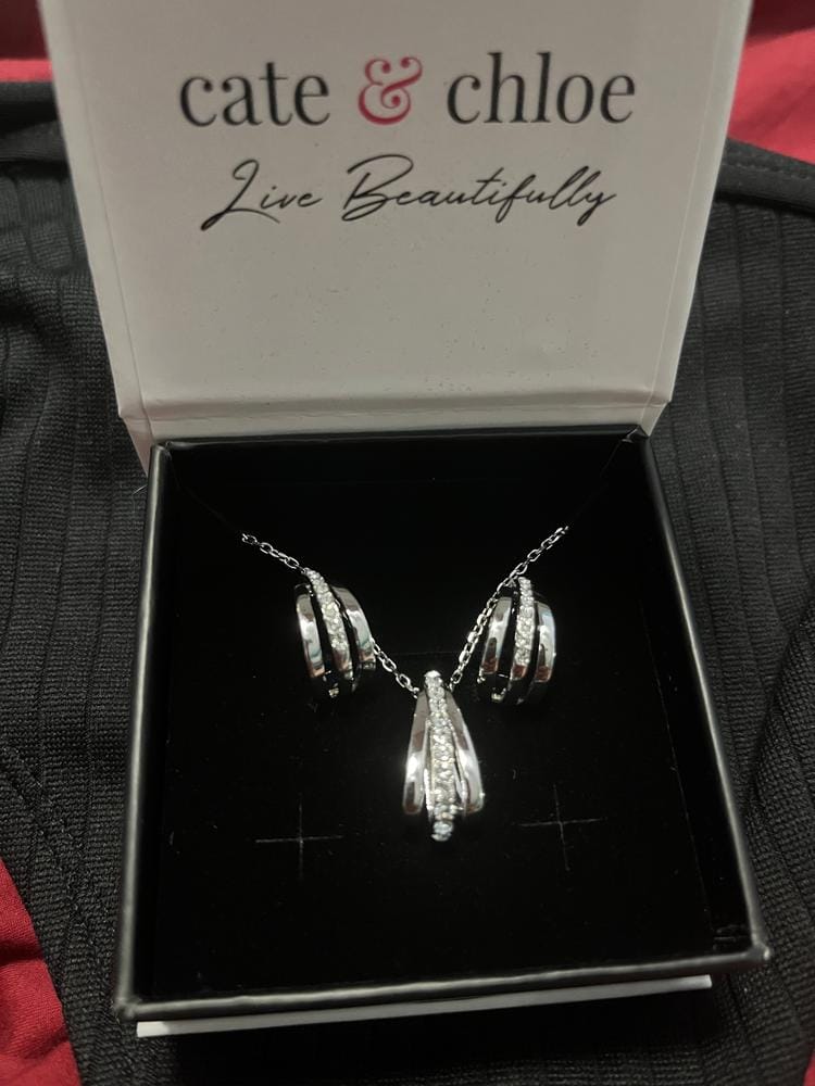 Customer photo review of Bella 18k White Gold Plated 17mm Hoop Earrings with Swarovski Crystals