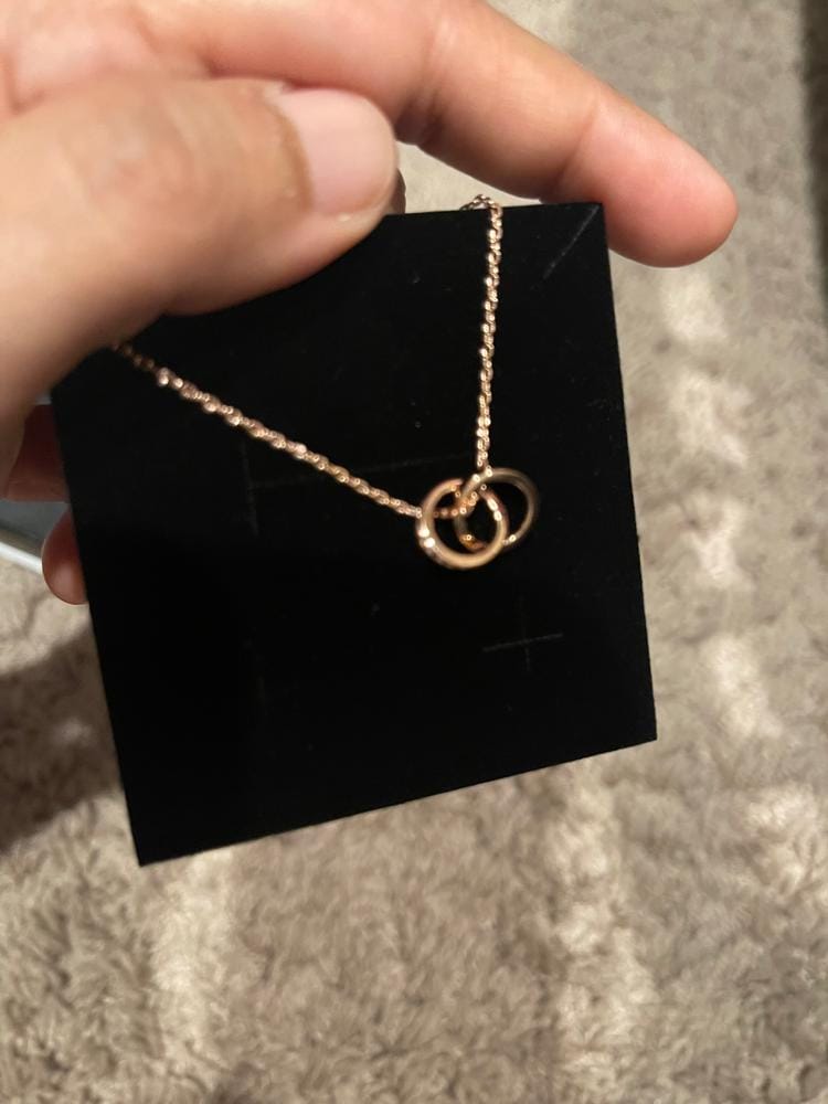 Customer photo review of Rosie 18k Rose Gold Plated Pendant Necklace with Pink Swarovski Crystals