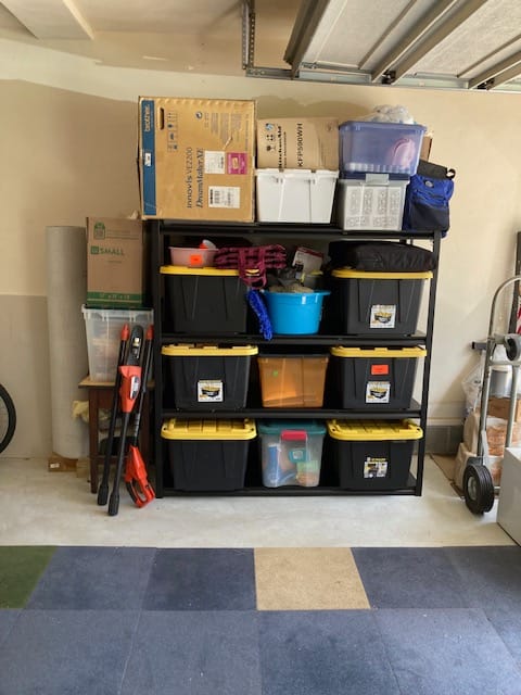Customer photo review of Reibii 4-Tier 2650LBS Heavy Duty Industrial Garage Shelving Units,60" W Adjustable Metal Storage Shelves Racks for Garage, Warehouse, Basement