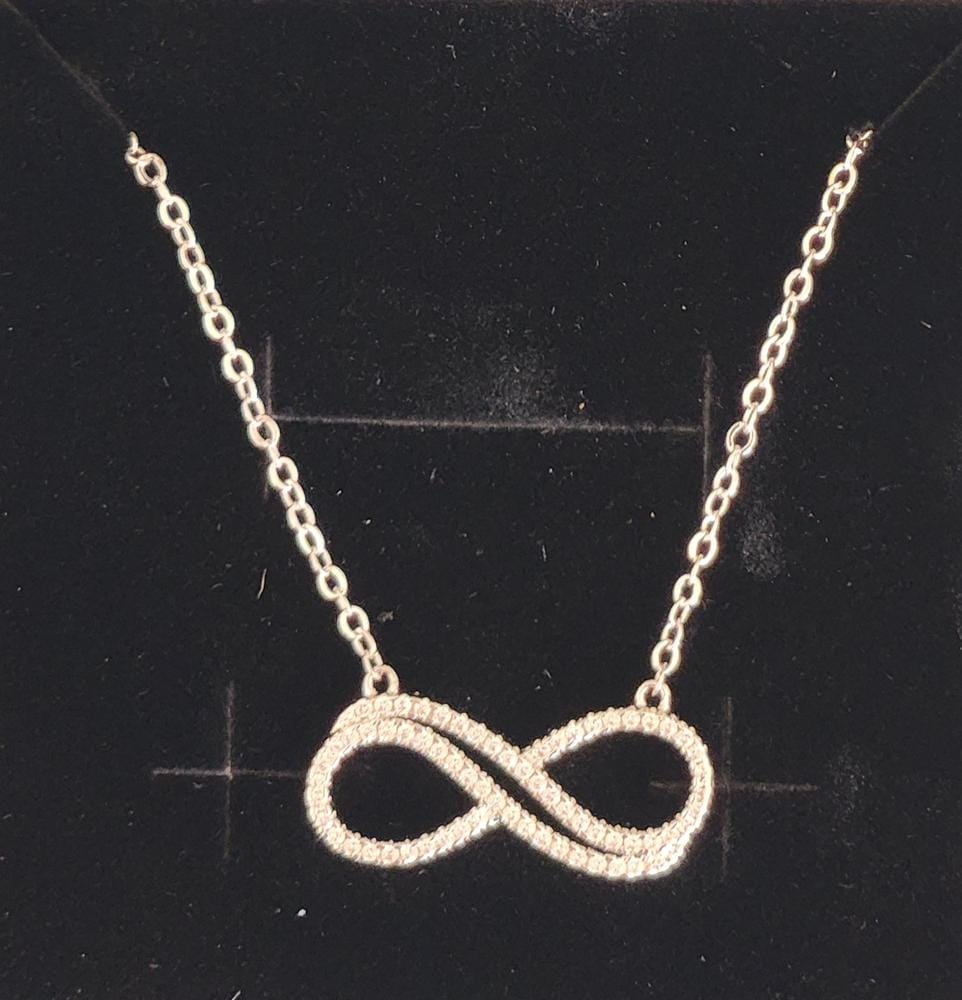 Customer photo review of Tansy 18k White Gold Plated Infinity Pendant Necklace with Simulated Diamond Crystals
