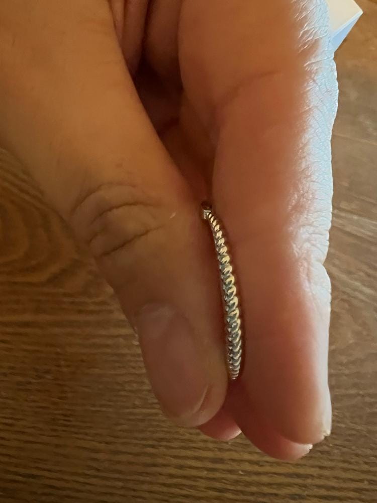 Customer photo review of Matilda 18k White Gold Plated 25mm Twisted Hoop Earrings
