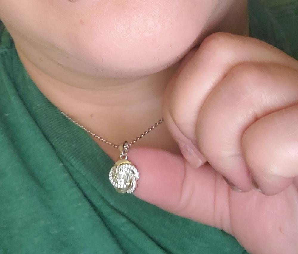 Customer photo review of Stella 18k White Gold Plated Crystal Pendant Necklace with Simulated Diamond Crystals