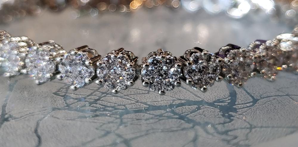 Customer photo review of Ally 18k White Gold Plated Tennis Bracelet with Simulated Diamond Crystals