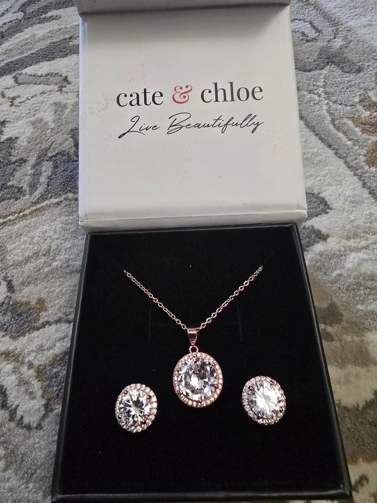 Customer photo review of Sophia 18k White Gold Plated Pendant Necklace with Simulated Diamond Crystals