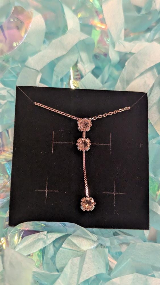 Customer photo review of Sloane 18k White Gold Plated Drop Necklace with Swarovski Crystals